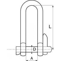 Acton - Lot de 5) Manille longue rapide - Inox A4 D5mm