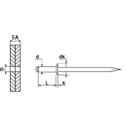 Acton - Rivet aveugle tête fraisée - Inox A2 3x8 mm - Boîte de 500