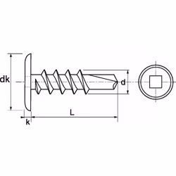 Acton - Vis autoperceuses tête cylindrique crantée extra large empreinte carrée - Acier Zn 4,8x16 mm - Boîte de 500
