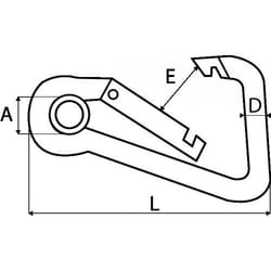 Acton - Lot de 5) Mousqueton à œil asymétrique - Inox A4 5x50 mm