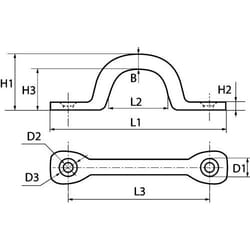Acton - Pontet inox ø (d): 5 mm - Long (L1): 50 mm - Hauteur (H1): 17 mm