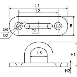 Acton - Lot de 5) Pontet sur platine oblong embouti et soudé - Inox A2 Ø5 mm
