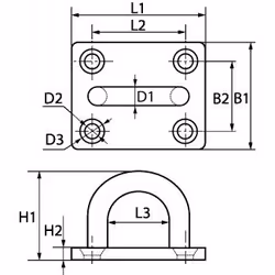 Acton - Lot de 5) Pontet sur platine rectangulaire embouti et soudé - Inox A2 Ø8 mm