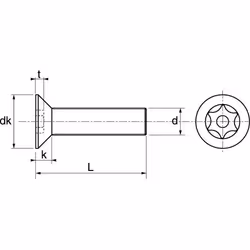 Vis à métaux tête fraisée Torx avec téton central A2 din 7991 4X50 boîte de 100 Acton 628064X50 - Noir