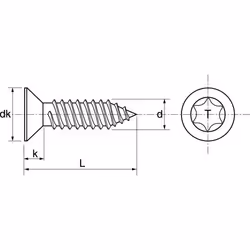 Acton - Vis à tole tête fraisée six lobes - Inox A2 4,2x19 mm - Boîte de 200