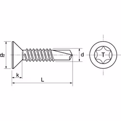 Acton - Vis autoperceuse tête fraisée empreinte torx inox A2 3,9x19mm boîte de 200 pièces