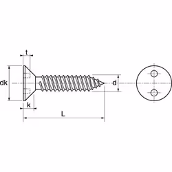 Acton - Vis à tole tête fraisée inviolable -Snake Eyes- - Inox A2 4,2x19 mm - Boîte de 100