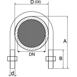 Etrier fileté pour tube iso avec écrous - Inox A4 Ø220 mm - Unité