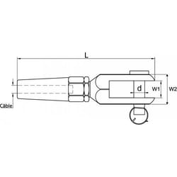 Acton - Embout à chape - Sertissage manuel - Inox A4 ØCâble 8mm x L118mm