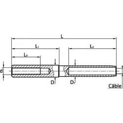 Embout à sertir taraudé - Pas à gauche - Inox A4 ØCâble 3mm - Boîte de 10
