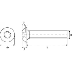 Acton - Vis à métaux tête bombée six lobes - Inox A2 6x16 mm - Boîte de 200