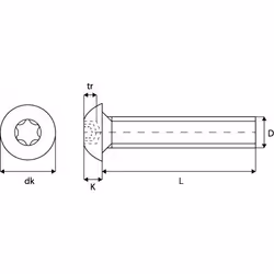 Acton - Vis à métaux tête bombée six lobes - Inox A2 6x40 mm - Boîte de 100