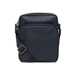 Lancaster - Petit sacoche - Soft Vintage Homme - Bleu - Fonce - Camel - Cuir de vachette pleine fleur