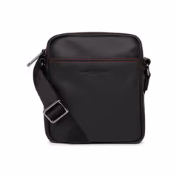 Lancaster - Mini sacoche - Soft Vintage Homme - Noir - Rouge - Cuir de vachette pleine fleur