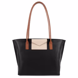 Lancaster - Sac cabas épaule - Maya KBA - Noir - Galet rosé - Cognac - Polychlorure de vinyle
