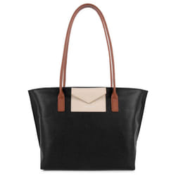 Lancaster - Sac cabas épaule - Maya KBA - Noir - Galet rosé - Cognac - Polychlorure de vinyle