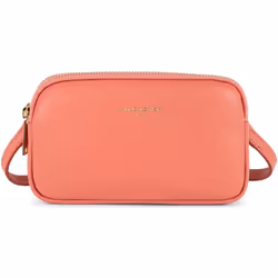 Lancaster - Double pochette - Dune - Rose blush - Cuir de vachette grainé
