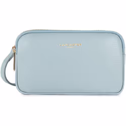 Lancaster - Double pochette - Dune - Bleu fumé - Cuir de vachette grainé