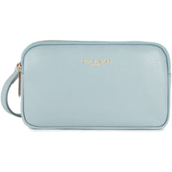 Lancaster - Double pochette - Dune - Bleu fumé - Cuir de vachette grainé