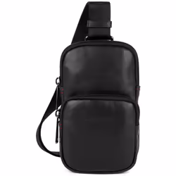 Lancaster - Sacoche - Soft Vintage Homme - Noir - Rouge - Cuir de vachette pleine fleur