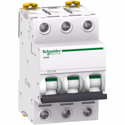 Disjoncteur 3P 20A Courbe C - Schneider A9F74320 Ce disjoncteur triphasé de calibre 20A est équipé de bornes à vis . Issu de  ...