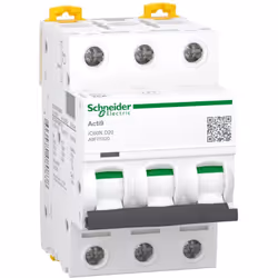 Description générale Le disjoncteur tripolaire Schneider Acti 9 iC60N est un dispositif de protection conçu pour des applicat ...