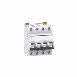 Disjoncteur iC60H Acti 9, 4P, 63A, courbe C, IP20, thermomagnétique, adapté au sectionnement, indicateur de position des cont ...