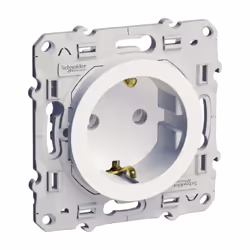 Odace - prise de courant - 2P+T - allemand - blanc (RAL 9003) - brillant - fixation par vis - Raccordement : 1 x 1,5…2 x 4 mm ...