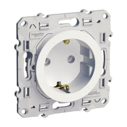 Schneider Electric - Odace, prise de courant 2P+T Blanc, standard allemand, à vis, connexion à vis (S520057)