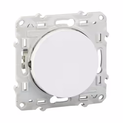 Odace - bouton-poussoir - sans marquage - blanc (RAL 9003) - brillant - Fixation avec griffes ou par vis - 2 bornes sans vis  ...