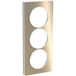 Schneider Electric - Odace Touch, plaque Bronze brossé avec liseré Blanc 3 postes verticaux 57mm (S520816L)