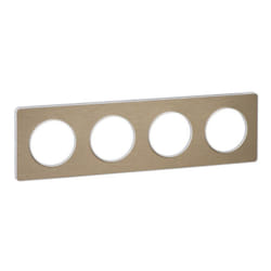 Schneider Electric - Odace Touch, plaque Bronze brossé liseré Blanc 4 postes horiz./vert. 71mm (S520808L)
