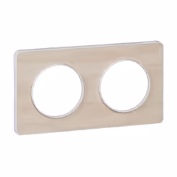 Odace - Touch - plaque - blanc et bois nordique (RAL 9003) - 2 postes horizontal 71mm 2 postes vertical 71mm - H 85mm - L 156 ...