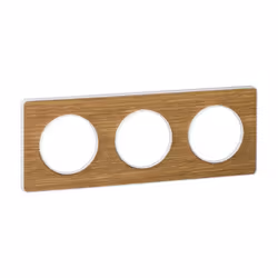 Odace - Touch - plaque - blanc et bois naturel (RAL 9003) - 3 postes horizontal 71mm 3 postes vertical 71mm - H 85mm - L 227m ...