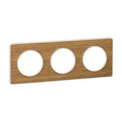Schneider Electric - Odace Touch, plaque Bois naturel liseré Blanc 3 postes horiz./vert. 71mm (S520806N)