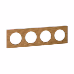 Odace - Touch - plaque - blanc et bois naturel (RAL 9003) - 4 postes horizontal 71mm 4 postes vertical 71mm - H 85mm - L 298m ...