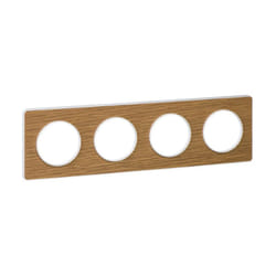 Schneider Electric - Odace Touch, plaque Bois naturel liseré Blanc 4 postes horiz./vert. 71mm (S520808N)