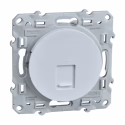 Description générale Cette prise RJ45 blanche sans connecteur de la gamme Odace de Schneider Electric est conçue pour des ins ...