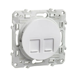 Schneider Electric - Odace, prise double RJ45 Blanc, sans connecteur (empreinte Infraplus) (S520410)
