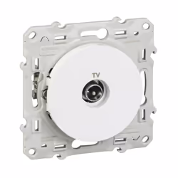 Odace - blindage TV simple - encastré - blanc RAL9003 brillant - TV : mâle IEC 9.52 mm - Fixation avec griffes ou par vis - L ...