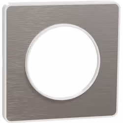 Plaque odace touch matière avec liseré blanc entraxe 71mm. 11 couleurs possibles : alu brossé,aluminium martelé, bronze bross ...