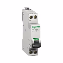 Disjoncteur magnéto-thermique Schneider 1 module 1P+N Disjoncteur magnéto-thermique 1P+N un module iDPN (étroit) 1P+N : Phase ...