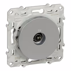 Odace - blindage TV simple - encastré - aluminium - TV : mâle IEC 9.52 mm - Fixation par vis - Livré avec couvercle de protec ...