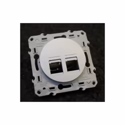 Prise réseau double RJ45 grade 3 (multimédia) cat 6 STP enjoliveur gris aluminium sans plaque série Odace SCHNEIDER Odace - p ...