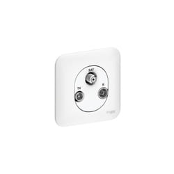 Schneider Electric - Prise tv / fm / sat encastré blanc complet avec plaque fixation vis/griffes ovalis