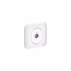 Prise TV simple IEC 9.52 encastré blanc complet avec plaque fixation vis/griffes OVALIS Appareillage mural de la gamme : Oval ...