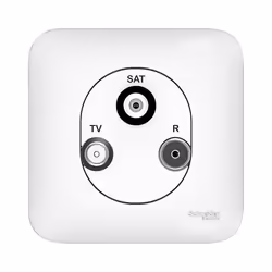 Prise TV/FM/SAT SCHNEIDER Ovalis ALB74329 -3 sorties -blanc