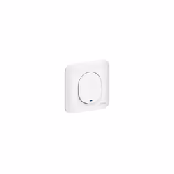 Bouton poussoir 10A NO encastré blanc avec temoin LED 230V câblée complet avec plaque bornes auto fixation vis/griffes OVALIS ...