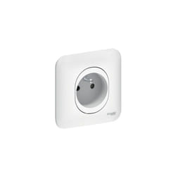 Schneider Electric - Prise 2P+T 16A encastré blanche complete avec plaque bornes auto fixation vis/griffes ovalis