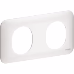 Plaque de finition 2 postes blanche horizontal entraxe 71mm pour appareillage mural OVALIS Appareillage mural de la gamme : O ...
